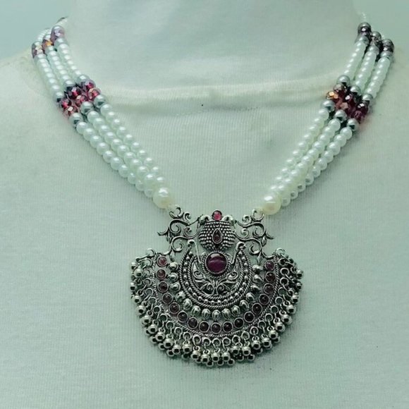 Handmade Layered Beaded Chain Necklace - Picture 1 of 8